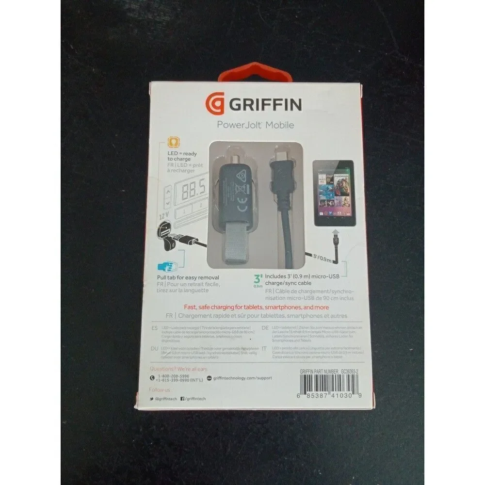 Ultra compact car charger+ cable 3' Griffin